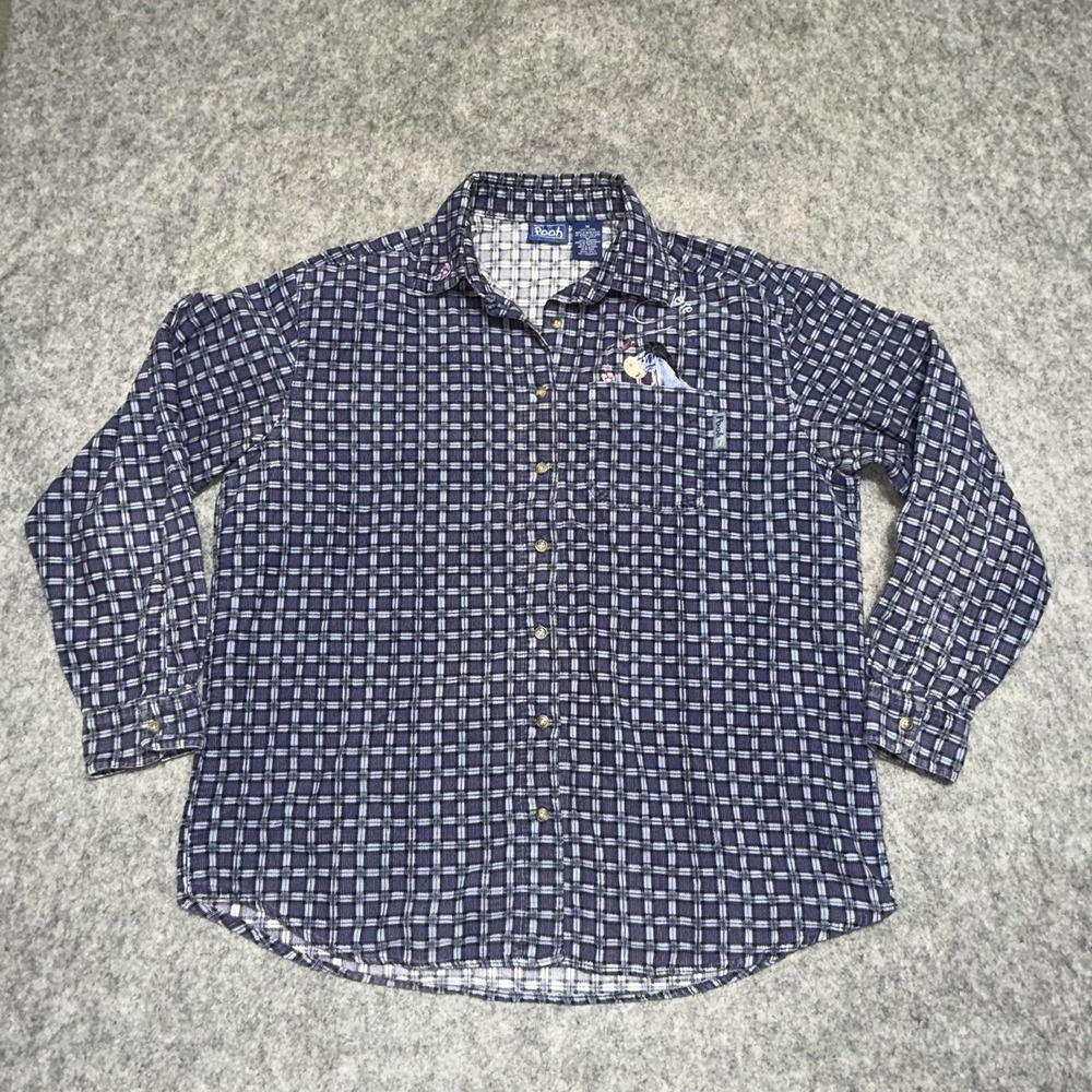 Eeyore Shirt Women's Large Purple Plaid Winnie The Pooh Corduroy Disney Vtg 90s